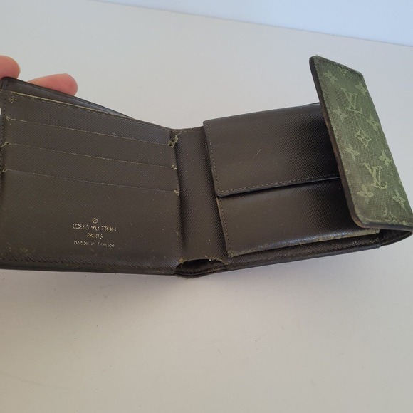 LOUIS VUITTON LV Men's Canvas Leather Card Bill Coin Wallet Khaki Green Medium - Picture 3 of 14